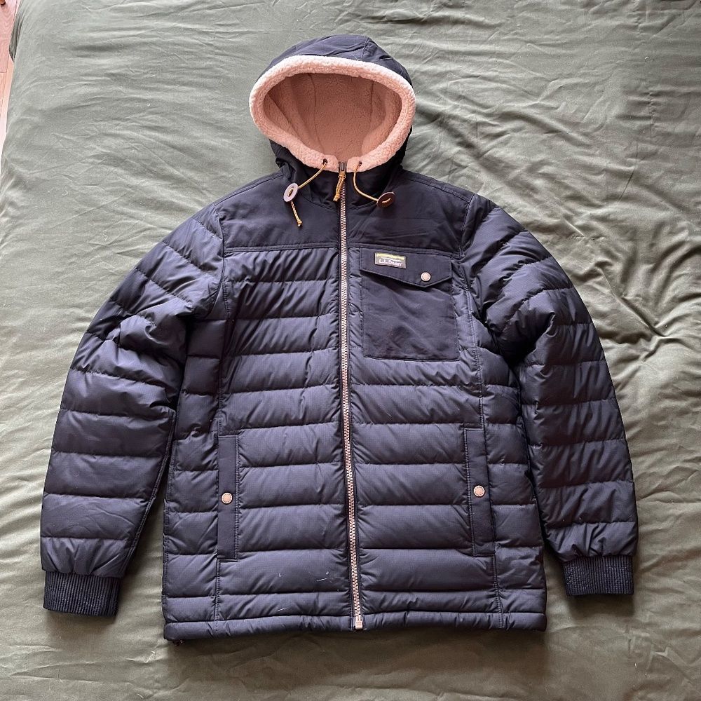 L.L. Bean Sherpa-Lined Classic Down Hooded Jacket Parka Hoodie North Face LL - Picture 5 of 8